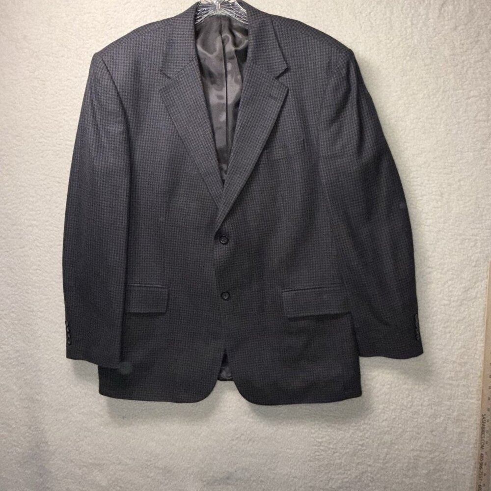 Oscar DeLa Renta Wool Cashmere Tweed Gray Check Men Blazer 44R Sport Coat Jacket